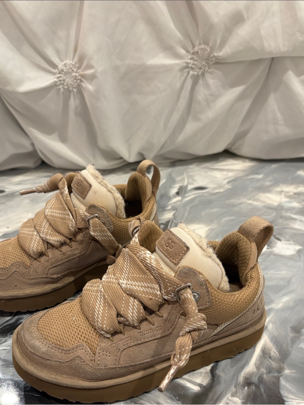 UGG Kids Tan Suede & Mesh Sneakers